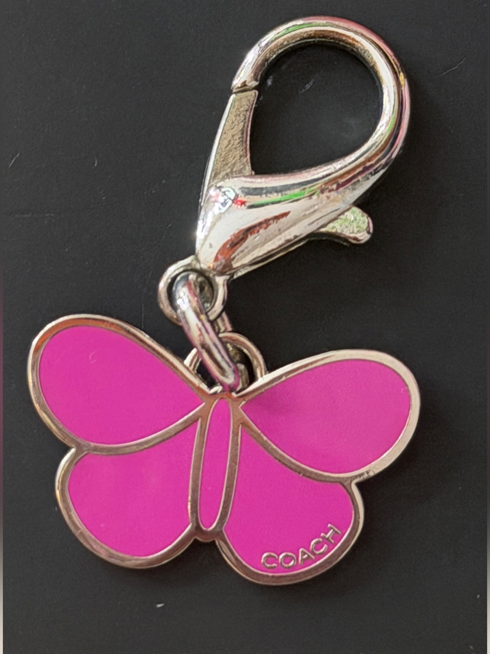 Coach Pink Enamel Butterfly Charm Clip